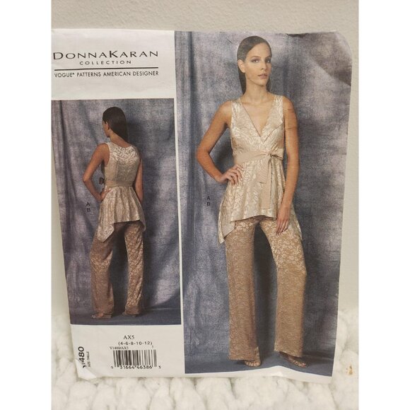 Vogue V1480 Donna Karan Collection Top & Pants | Sizes 4–12 | UNCUT - Picture 3 of 11